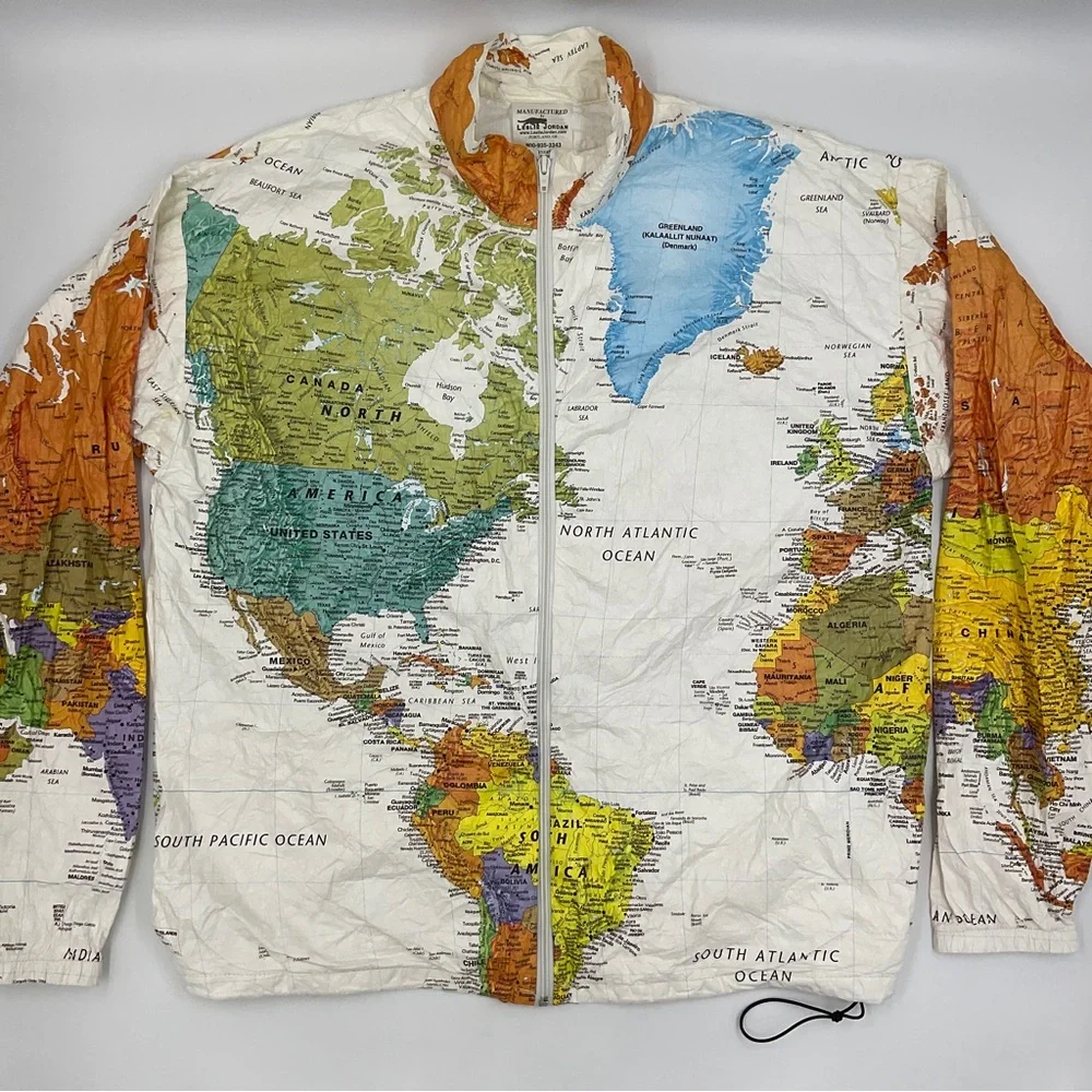 Tyvec RARE Y2K Vintage Leslie Jordan Map Jacket Collector’s Item Kurt Cobain L - Picture 3 of 16